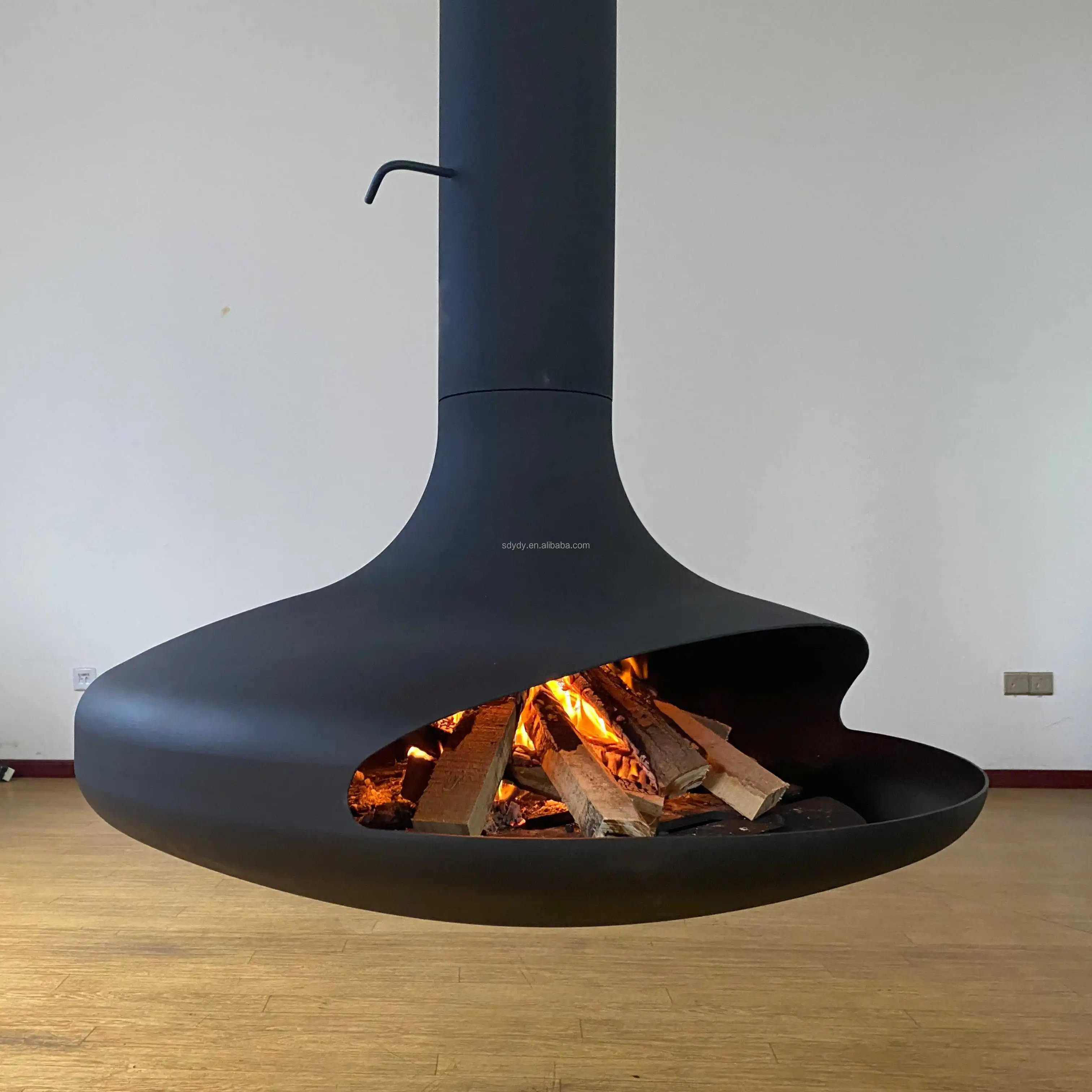 Picture 3: High-quality modern design ironwood combustion stove, multi-fuel hanging fireplace, villa freestanding wood pellets