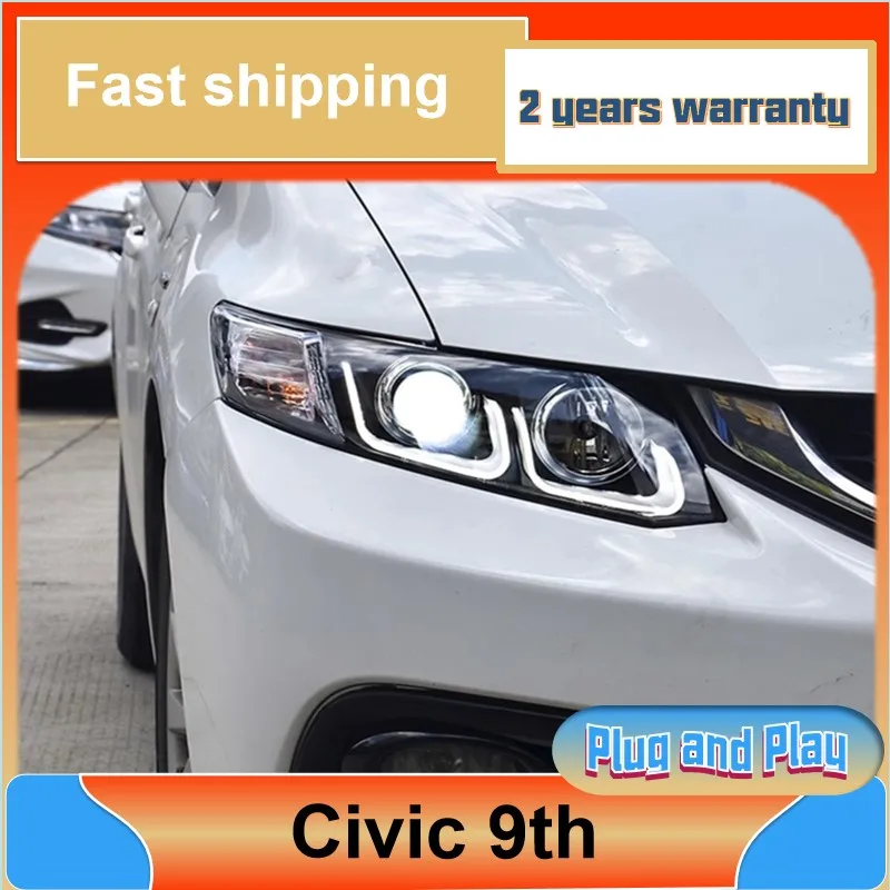 

Car Styling for Honda Civic 9th Gen Head Lights 2012-2015 Civic 9th Headlights Civic 9.5 DRL Turn Signal Low High Beam Projector