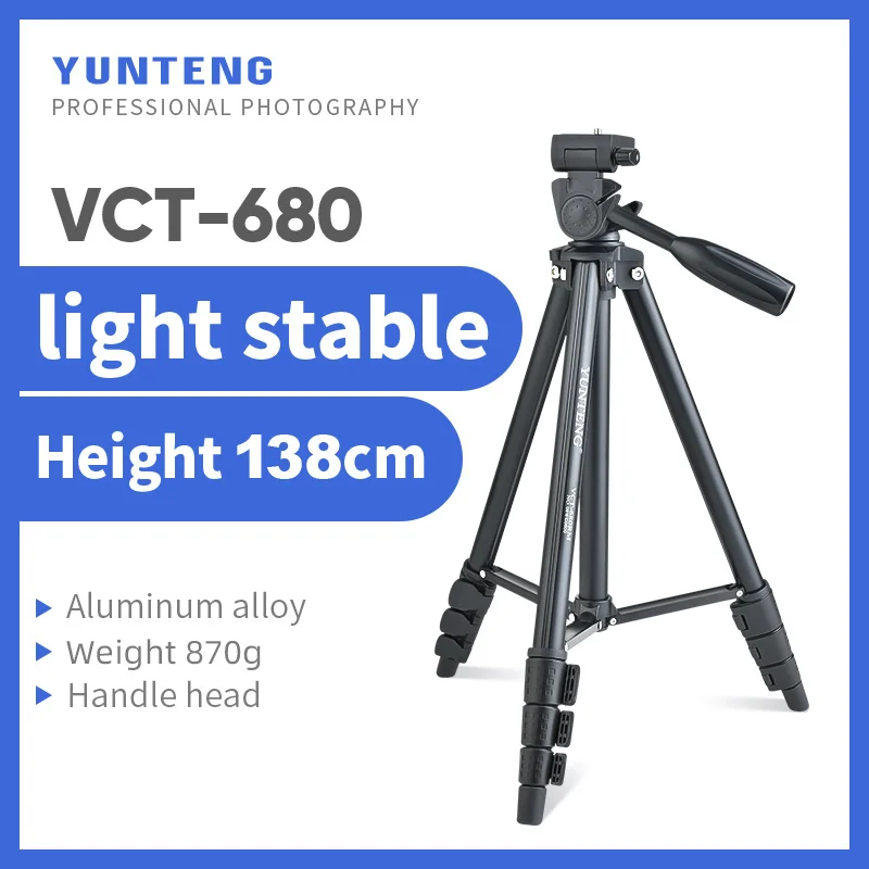 Yunteng 680 Tripod SLR microsingle cell phone camera photo tripod outdoor travel short video recording vlog short video bracket