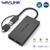 Wavlink USB 3.0 to Dual HDMI 4K Video Graphic Adapter HDTV/Projector/Monitor USB C Display Adapter For Windows 7/8/8.1/10 Mac OS