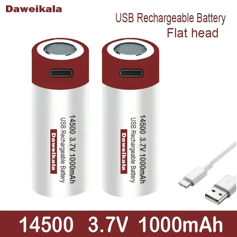 3.7V 14500 3.7V1000mAh lithium-ion battery can quickly charge USB14500 V aa rechargeable battery LED flashlight battery