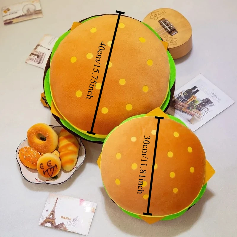Juego de Almohadas de Peluche de Hamburguesa y Papas Fritas, Muñeco de Peluche, Regalo Divertido para Niñas y Niños