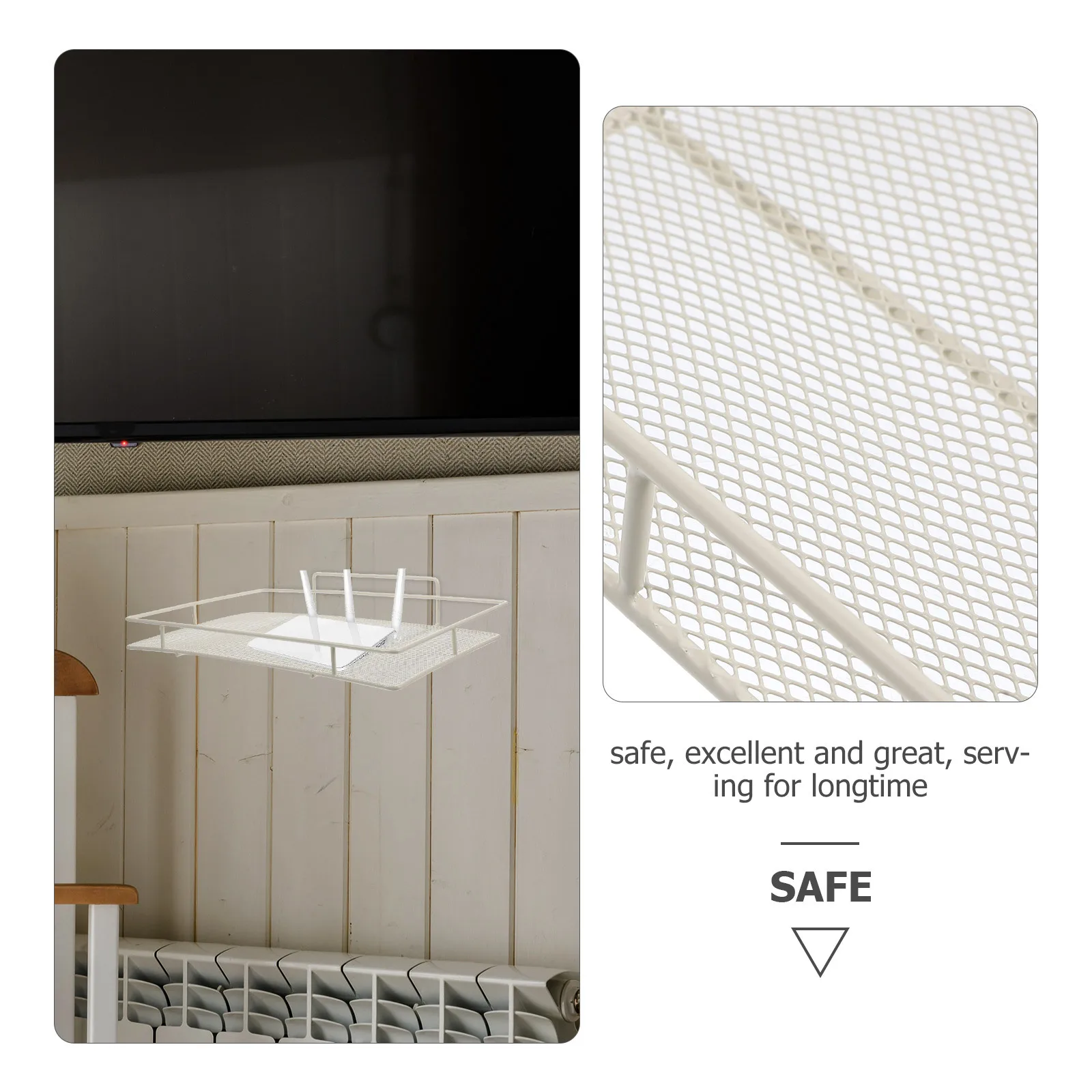 رف توجيه مثبت على الحائط مادة حديدية بدون حفر رف تخزين جداري حامل صندوق كابل قدرة تحمل قوية تخزين منزلي #1