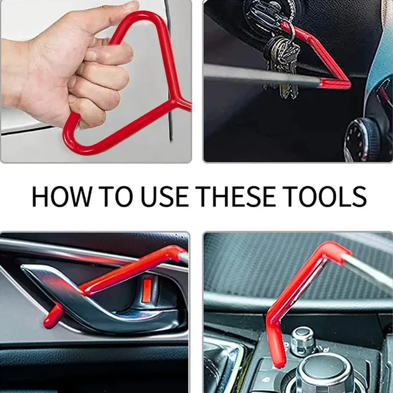 Car Tool Kit Auto Locksmith Emergency Open Unlock Long Reach Grabber, Car Emergency Tool kit, Pull Hook J-Hook