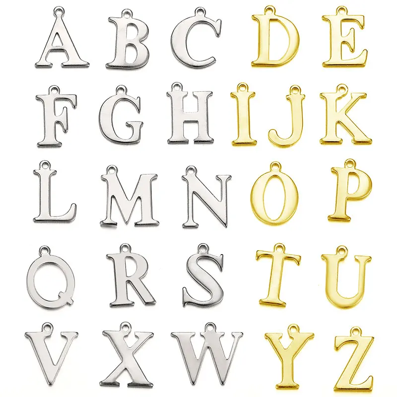 

20pcs Stainless Steel Gold Letter Charm A-Z Initial Charms Alphabet Beads Pendants for DIYJewelry Bracelet Necklace Making