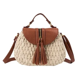 Paper Rope Messenger Beach Vacation Shoulder Woven Crossbody Straw Bags for Women High Quality Fashion Flap Pocket  bolsos mujer