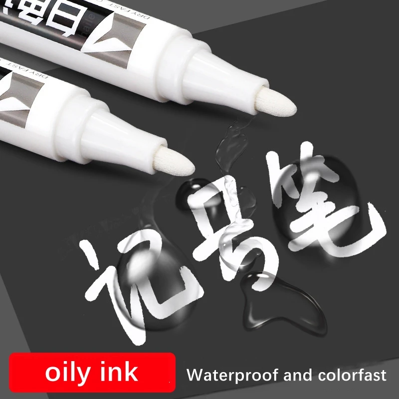 Permanent Oily White Markers Pens Waterproof Tire Painting Graffiti Environmental Gel Pen Notebook Drawing Supplie