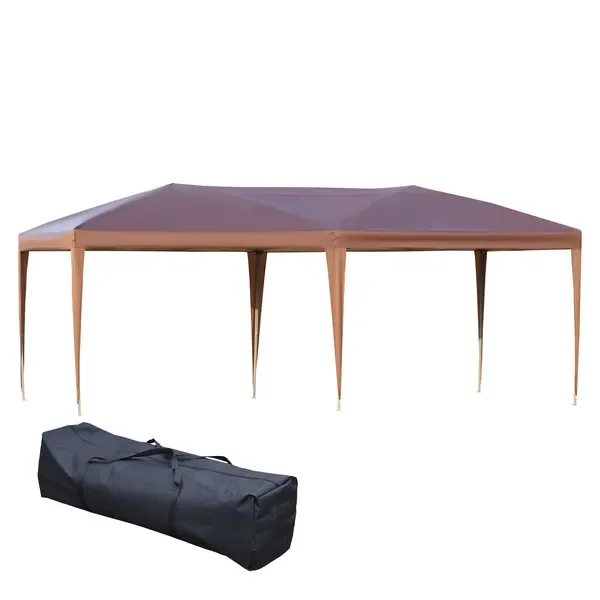 Outsunny Carpa Plegable Grande de 10'x19.2', Toldo Impermeable para Exteriores, Gazebo Resistente para Patio, Jardín y Fiestas