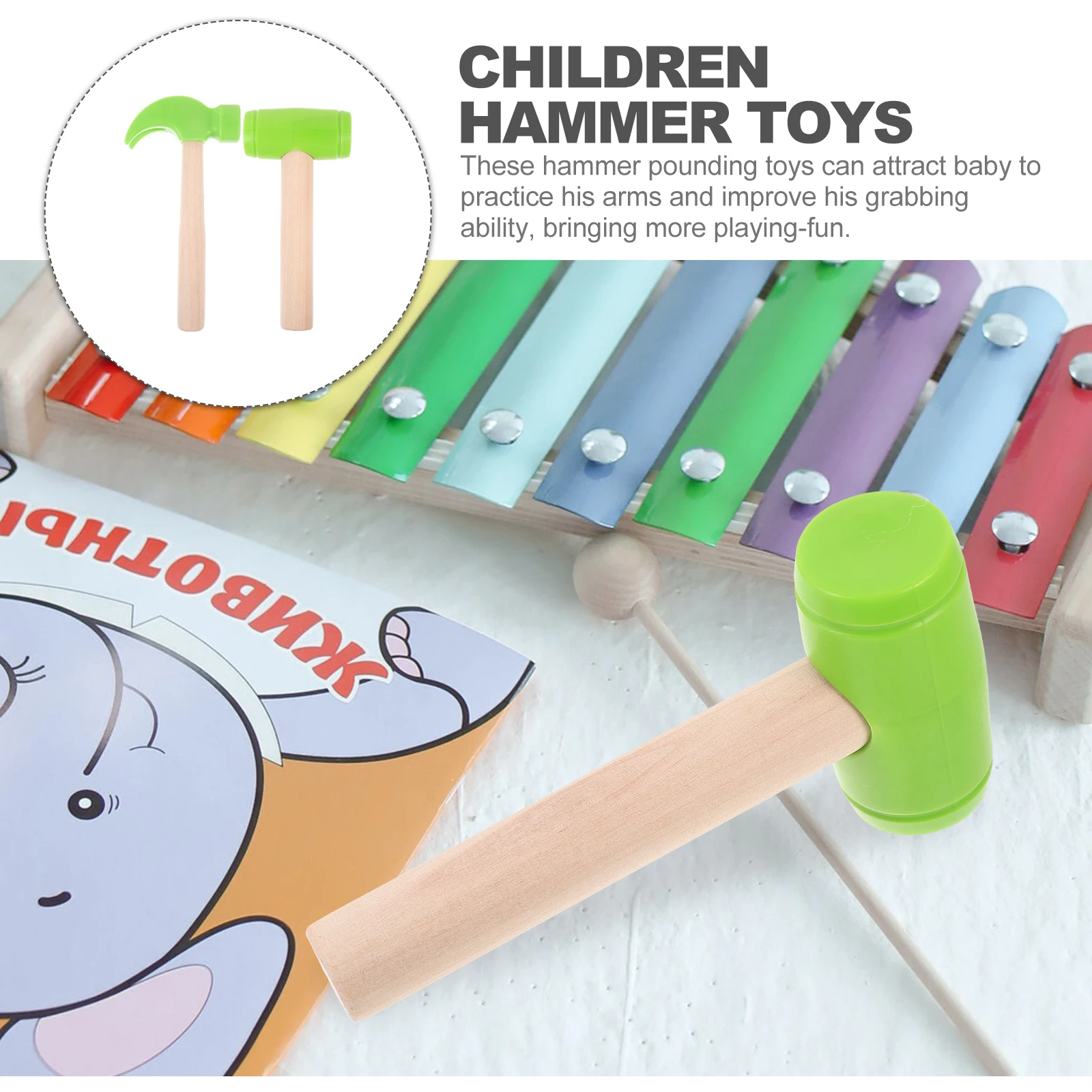 2 個木製ハンマー叩く小さな打撃ツール子供ふり遊びギフト誕生日クリスマス子供ハンマーおもちゃ子供のおもちゃ