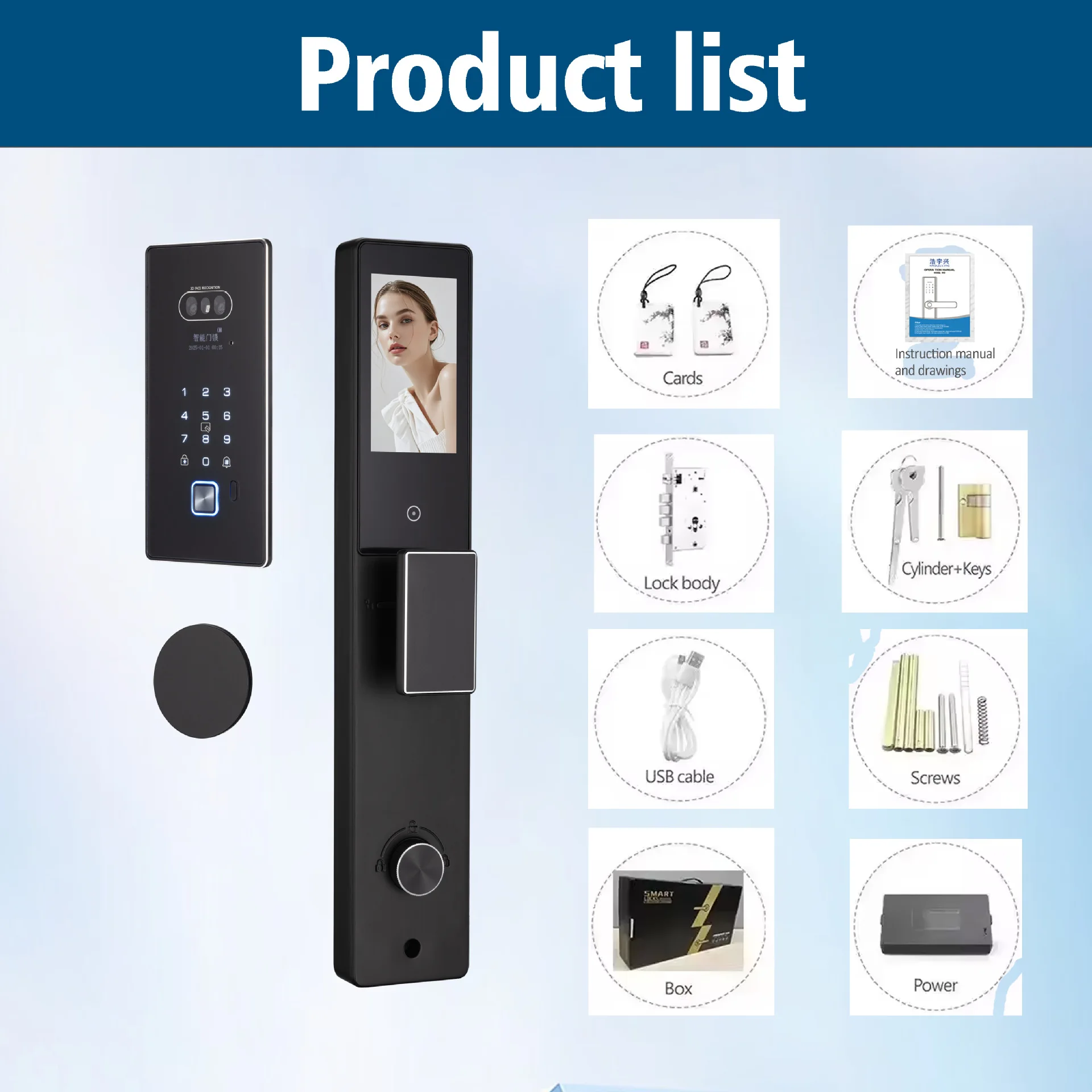 Embedded Palm Vein Smart Lock Tuya WiFi Fast Connection Fingerprint Password Electronic Lock for Villa Gate Security Door