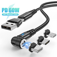 1M/2M PD 60W USB Type C To USB C Magnetic Cable For iPhone 15 Pro Max 3A Fast Charging Charger Cable Micro USB Cable Data Cable