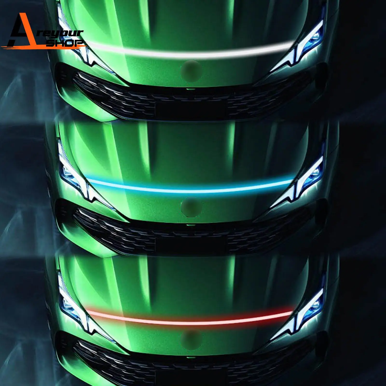 

Car Hood LED Daytime Running Light Strip Flexible Dynamic Scan Start Up