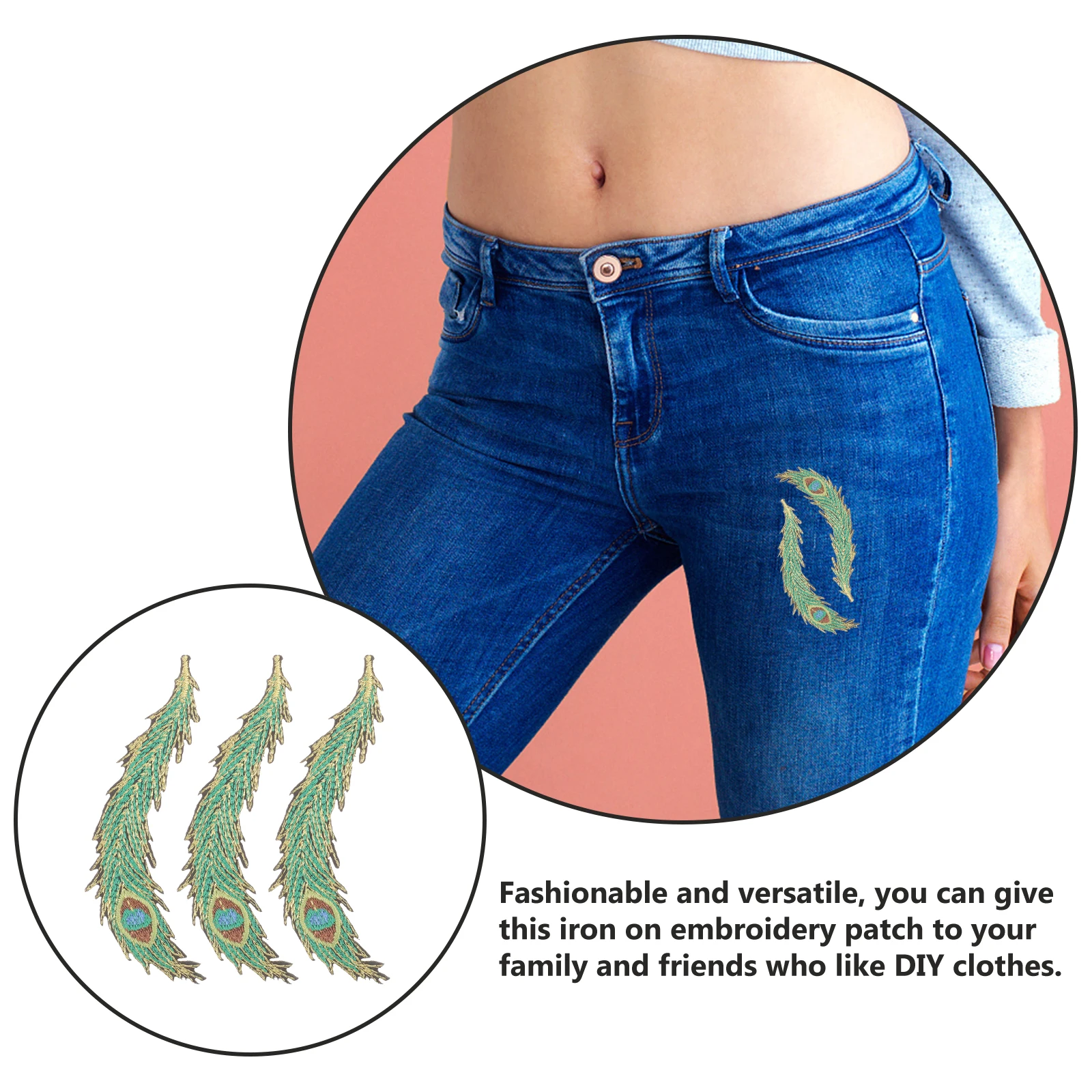 

3pcs Plume Applique Iron On Embroidery Clothing Repair For Jeans Crafts Sewing Accessories Decorative Patches For Clothes