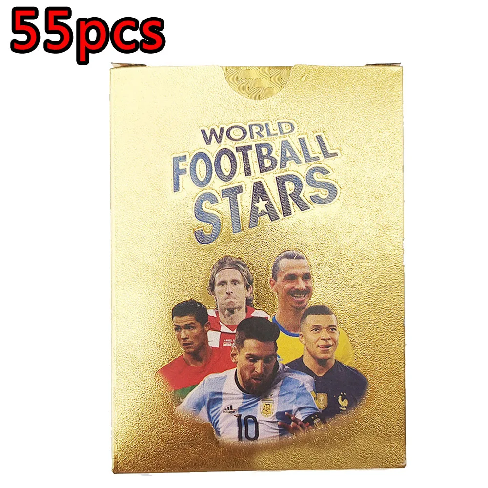 55Pcs Messi Ballsuperstar Gold Card Star Limited Edition Signature Series Trading Football Player Card Children\'s Fan Gift Pack