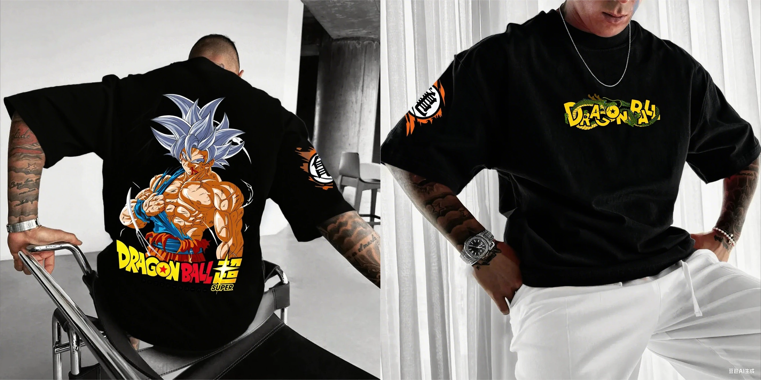 Neues Dragon Ball Goku Ultra Instinct Anime-Print T-Shirt für Herren, Oversize Casual Oberteil, Weiches Atmungsaktives Paar-Kleidungsstück für Frauen und Männer