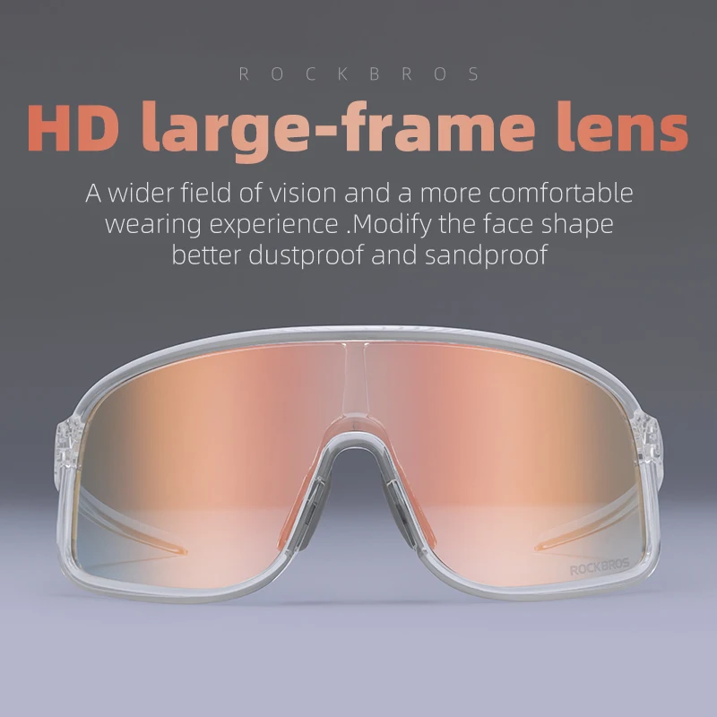 ROCKBROS lunettes photochromiques HD lentille à grande monture lunettes de soleil d'équitation en pl