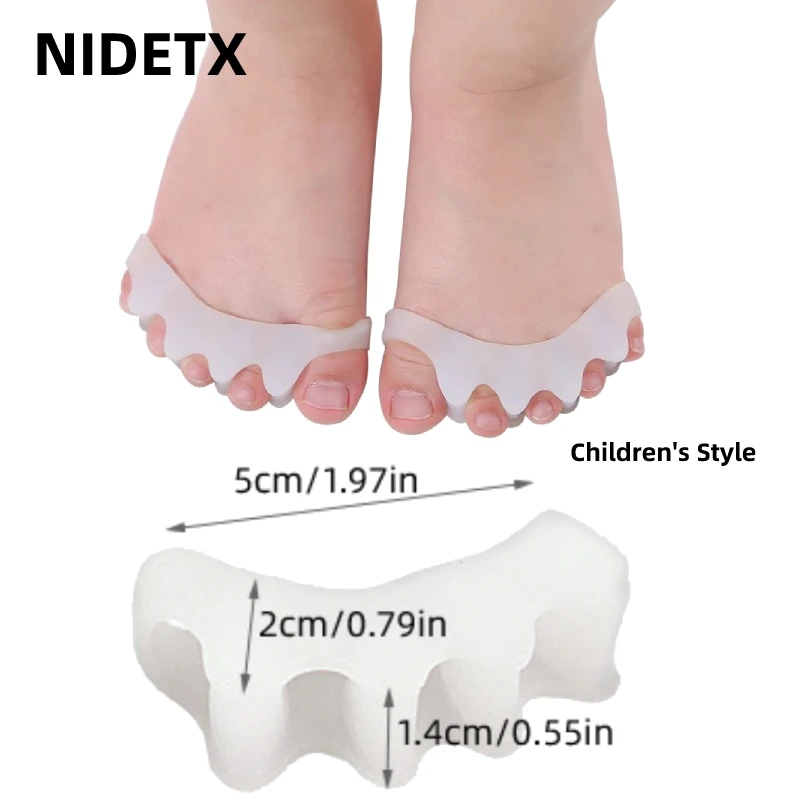 2pcs=1pair Child Silicone Toe Separator Stretcher Bone Straightener Spreader Hallux Valgus Corrector Kid Foot Care Tool