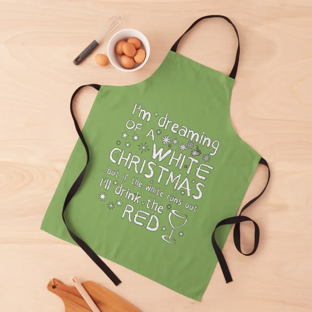 

Dreaming of a white Christmas (light green) Apron Chef Uniform for women with pocket Men gift Customizable Apron