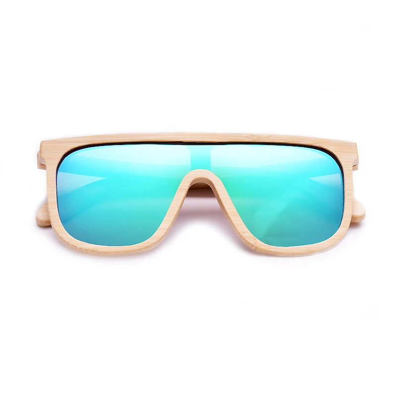 Big Size Polarized Bamboo Wood Sunglasses Men Women Oversized Square Male Sun Glasses Brand Designer One-piece Lens Eyewear