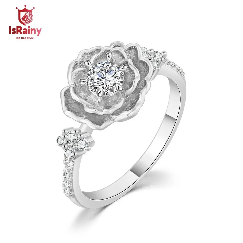 

IsRainy Pass Diamond Test D Color 5MM Round Cut Moissanite Ring For Women Men Anniversary 925 Sterling Silver Fine Jewelry Gift