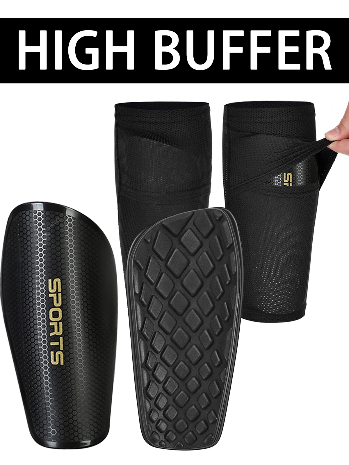 Sanke 1 Paar Fußball-Schienbeinschoner für Teenager, Socken, Polster, professionelle Schilde, Legging, Schienbeinschoner, Ärmel, Schutzausrüstung – Detail 4