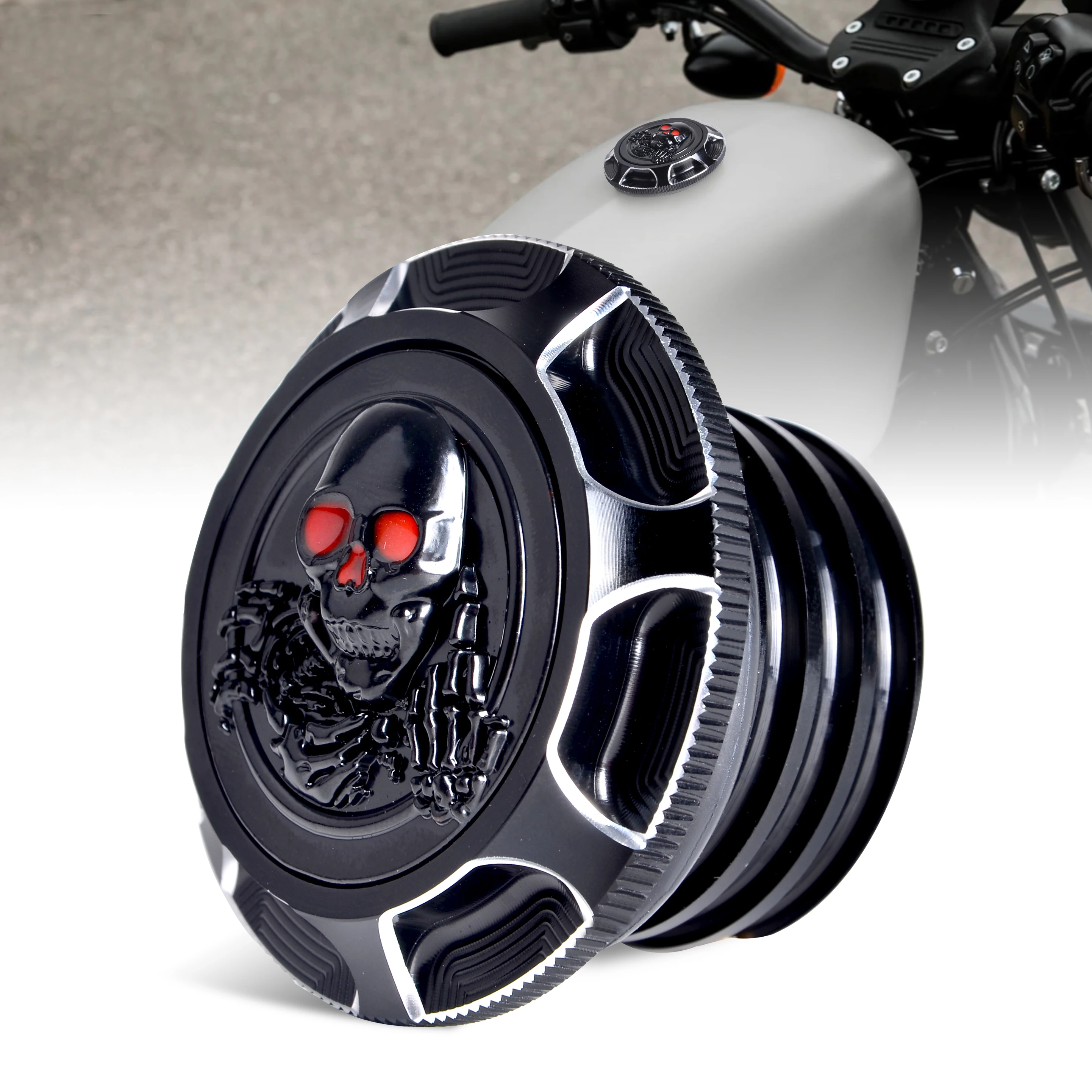 3D-Milled Fuel Cap. CNC Aluminum Gas Lid for XL/883/1200/X48 & Touring | Vapor-Seal Design, Corrosion-Resistant Coat