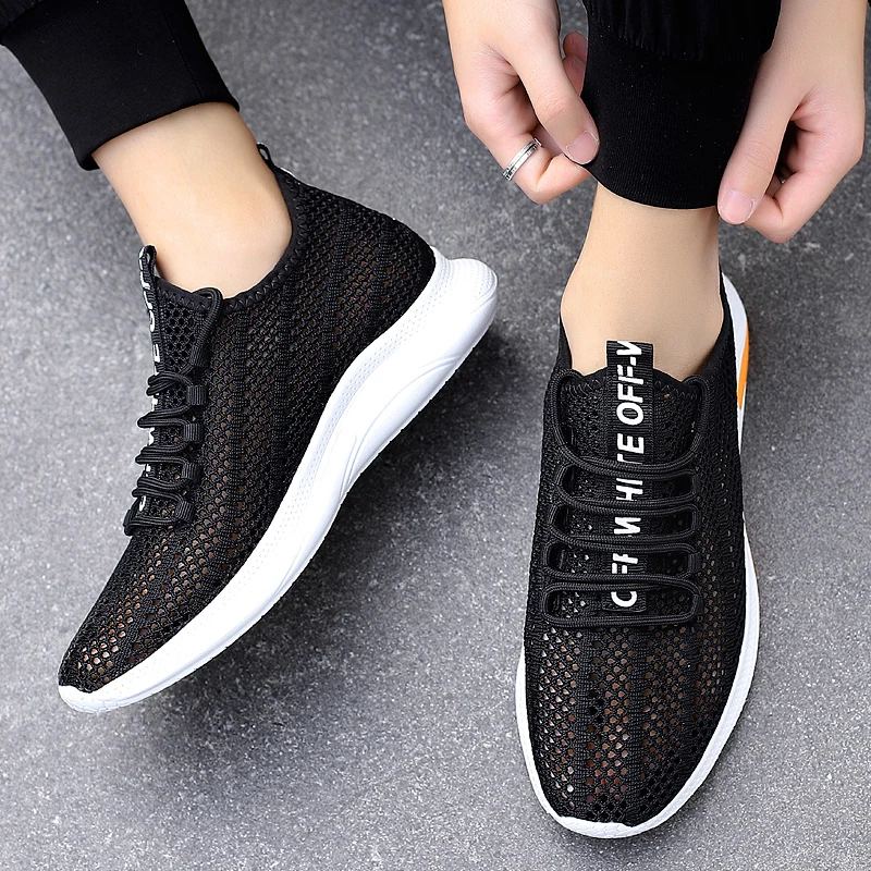 Summer Men Elevator Shoes Breathable Hollow Out Height Increase Sneakers Men Shoes Hidden 7cm Outdoor Leisure Taller Shoes