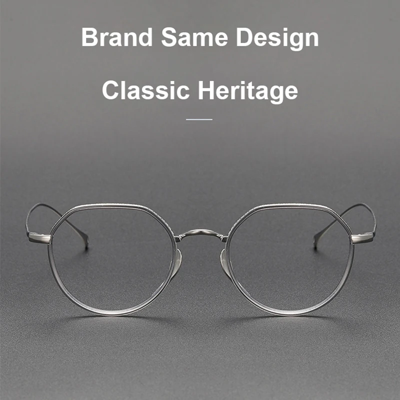 Japanese Designer Replica Handmade Polygon Pure Titanium Glasses Frame Fashion Luxury Brand Small Oval Men Women Eyewear