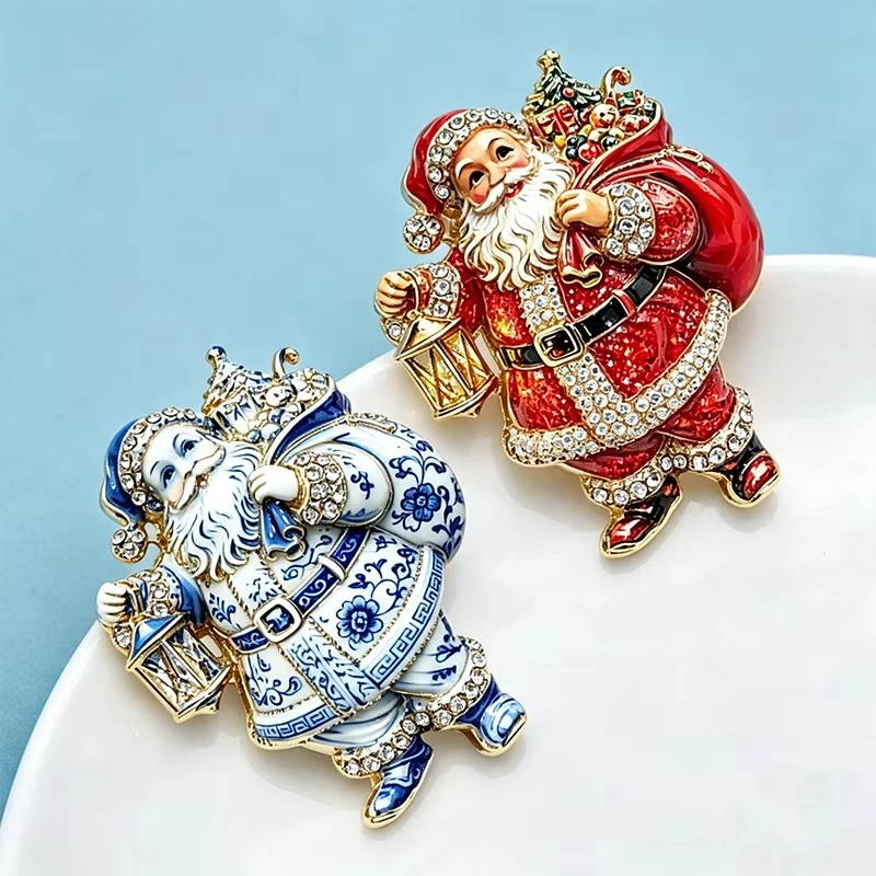 FTCY Christmas Father Brooche For Women Unisex 2-Color Santa Claus New Year Brooch Christmas Party Gift