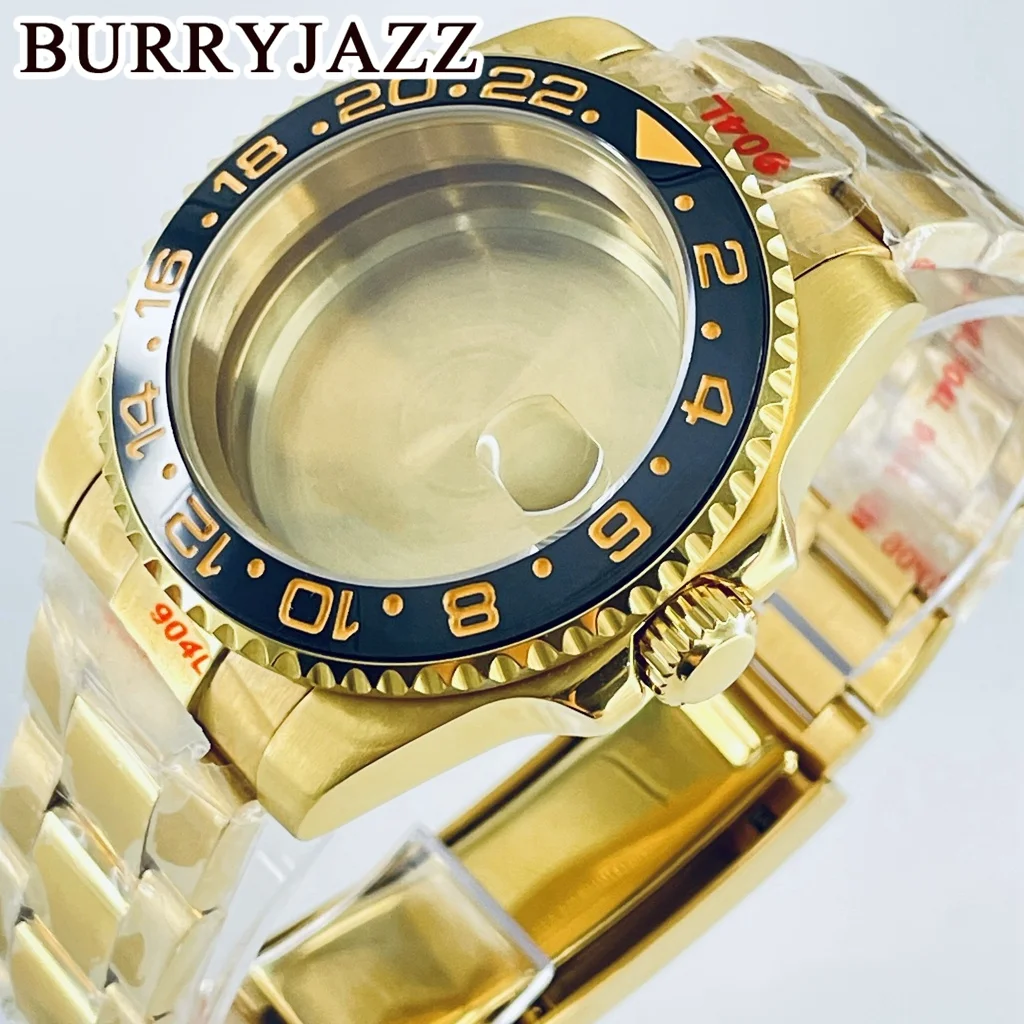 BURRYJAZZ 40mm SUB GMT Case NH35 NH36 NH34 NH38 NH70 NH72 ETA2824 PT5000 Watch Case Sapphire Glass Ceramic /Aluminum Bezel