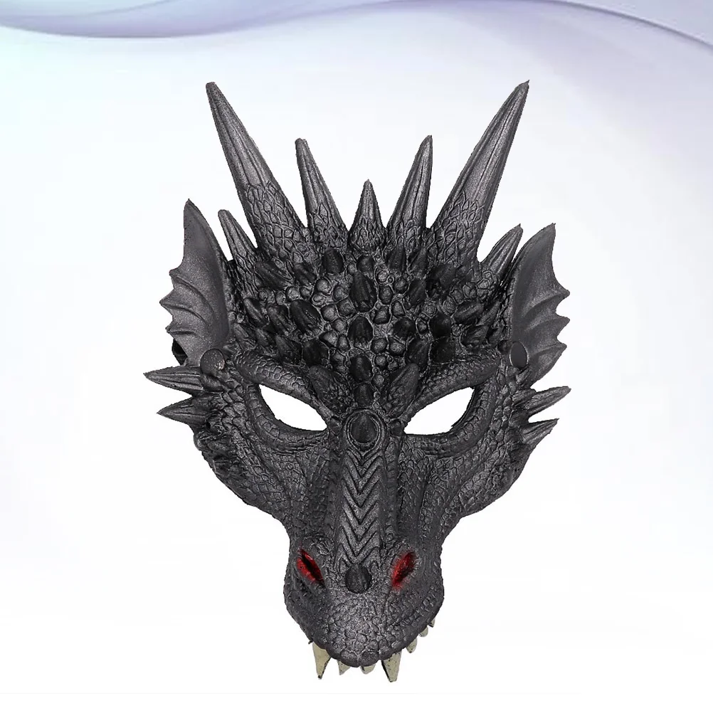 1PC Dragon Mask Costume Prop Mask Dress-up Accessory for Halloween Masquerade Cosply Costume Party Carnival Performance Black