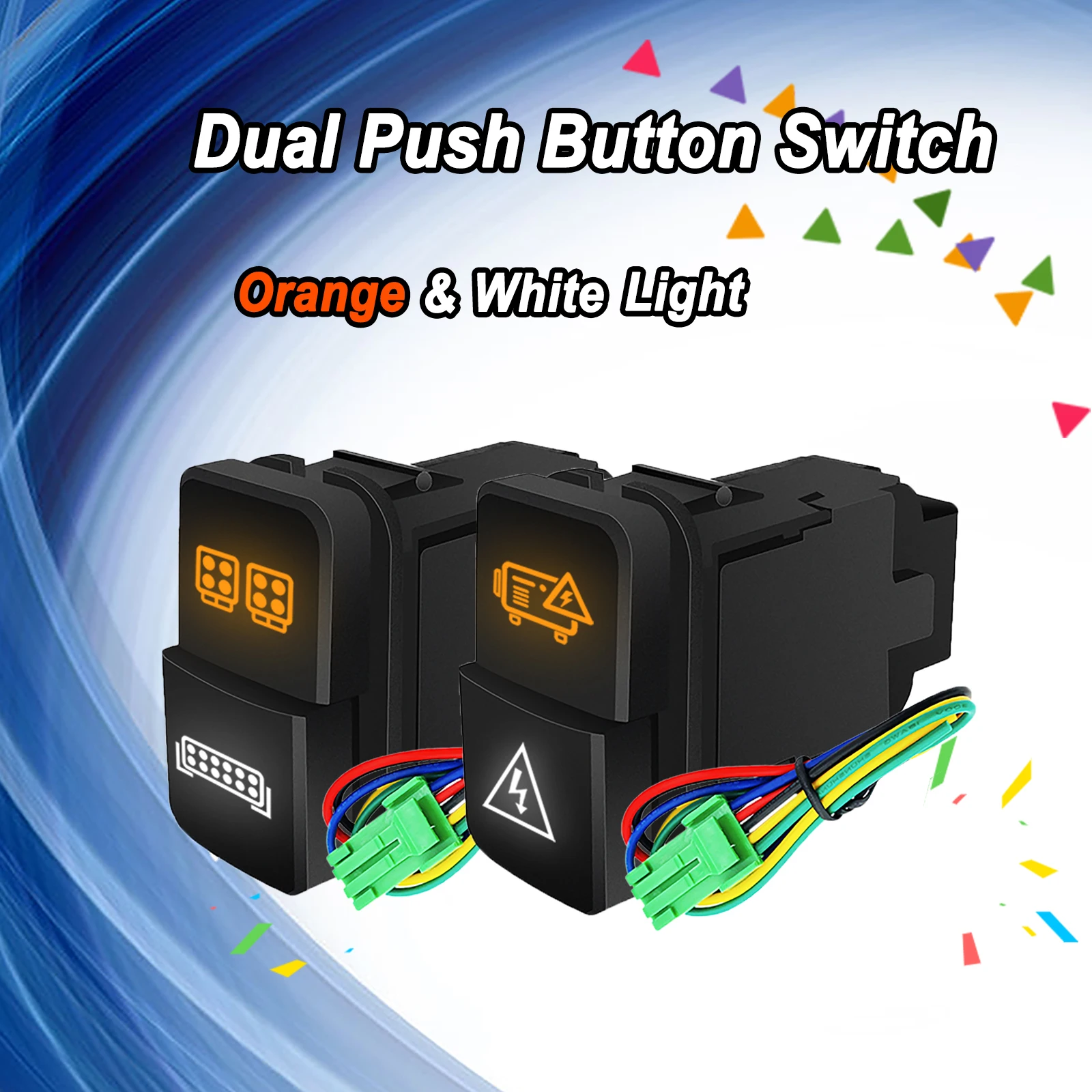 Orange White 12V Led Work Light Light Bar Dual Car Push Button Switch for Toyota RAV4 Prado Hilux Landcruiser Corolla Fortuner