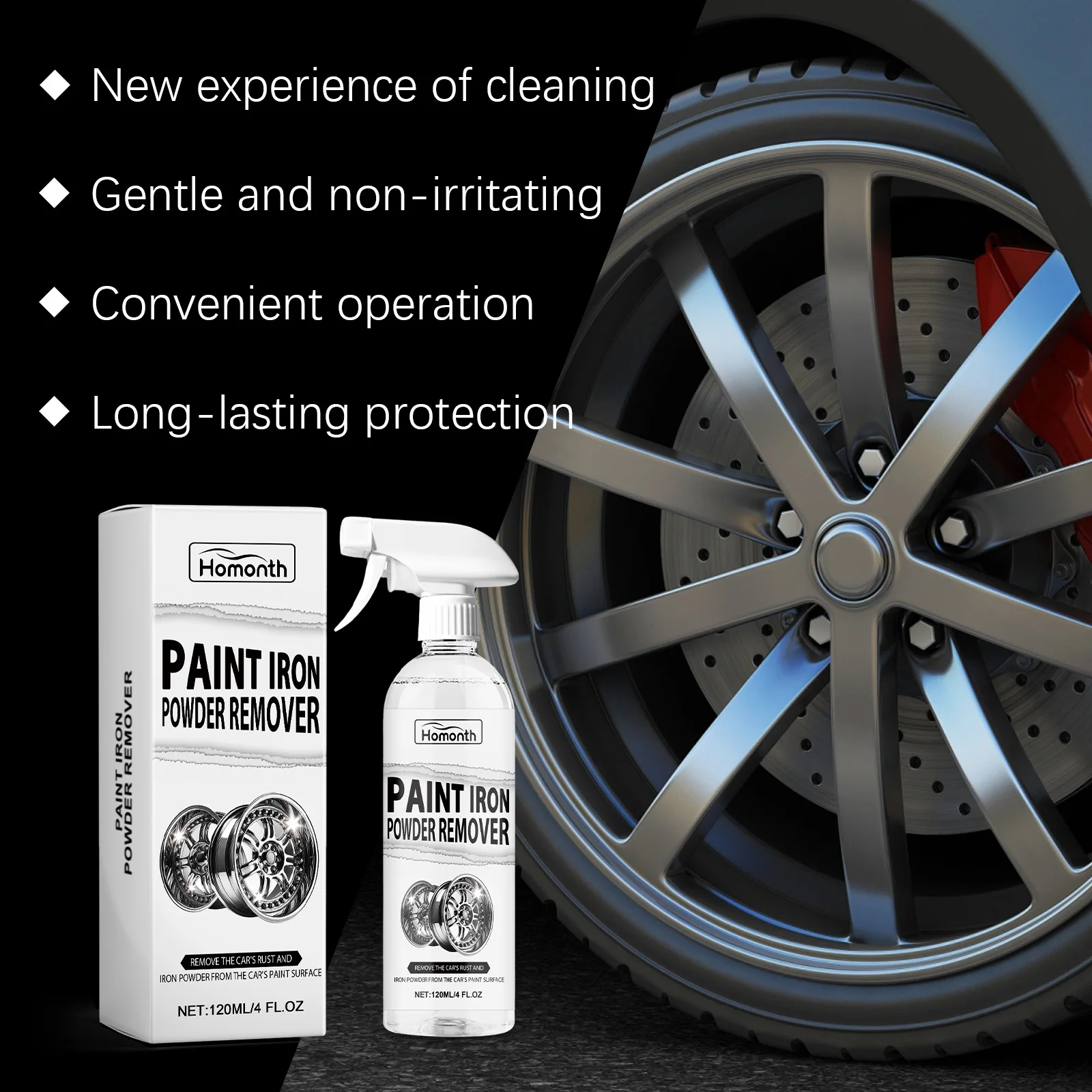 Car Wheel Rust Remover,Paint Rust Cleaner,Effective Stain Removal, Daily Maintenance, Brightening, And gloss Maintenance Cleaner
