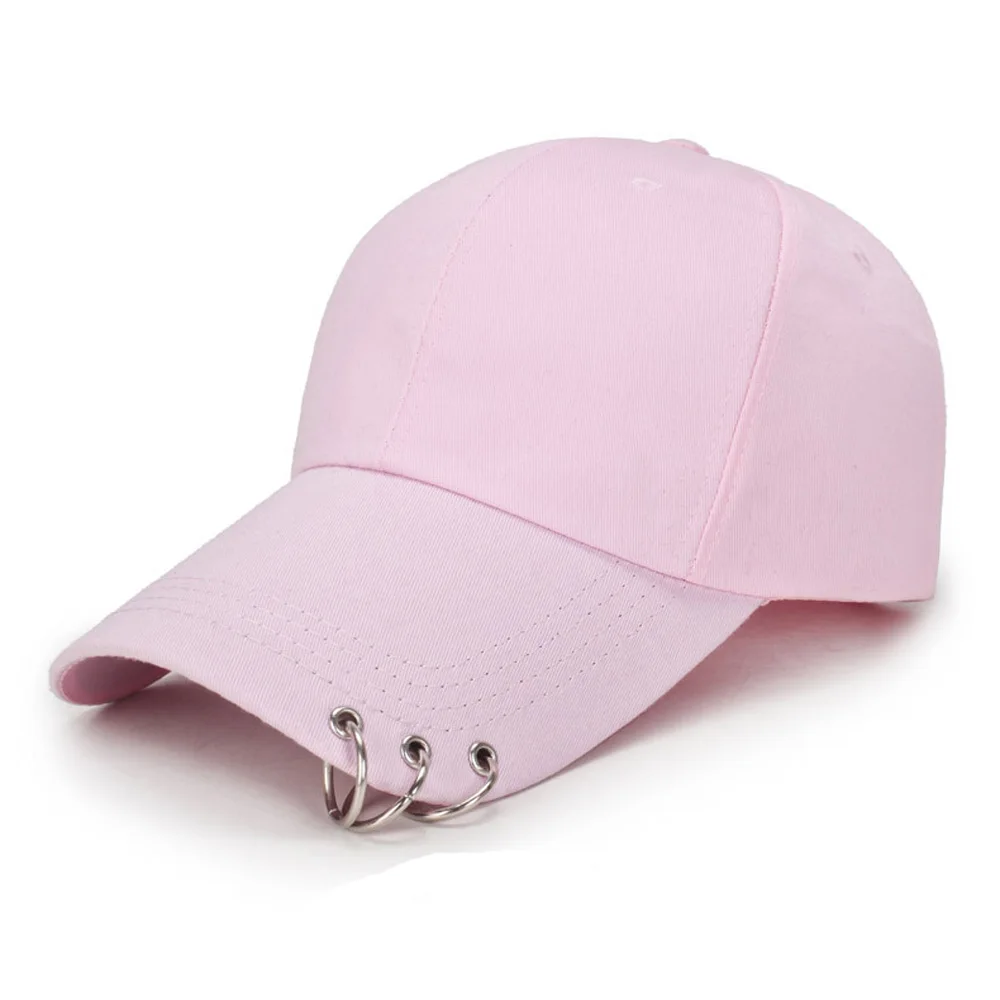 Women Men Hip Hop Kpop Snapback Baseball Cap Solid Color With Ring Sport Dancing Travel Lover Dad Hat Caps Streetwear Adjustable