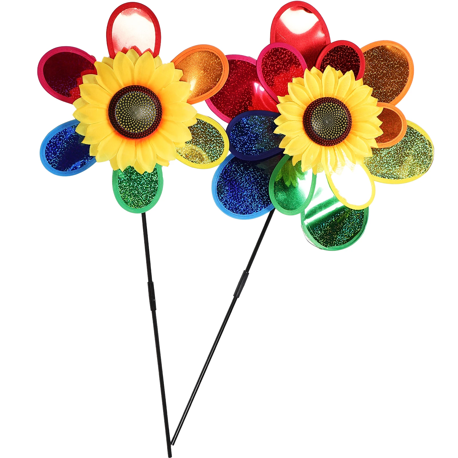 

2 Pcs Sunflower Windmill Colorful Cute Garden Decor Toy Lawn Plastic Windmills Child