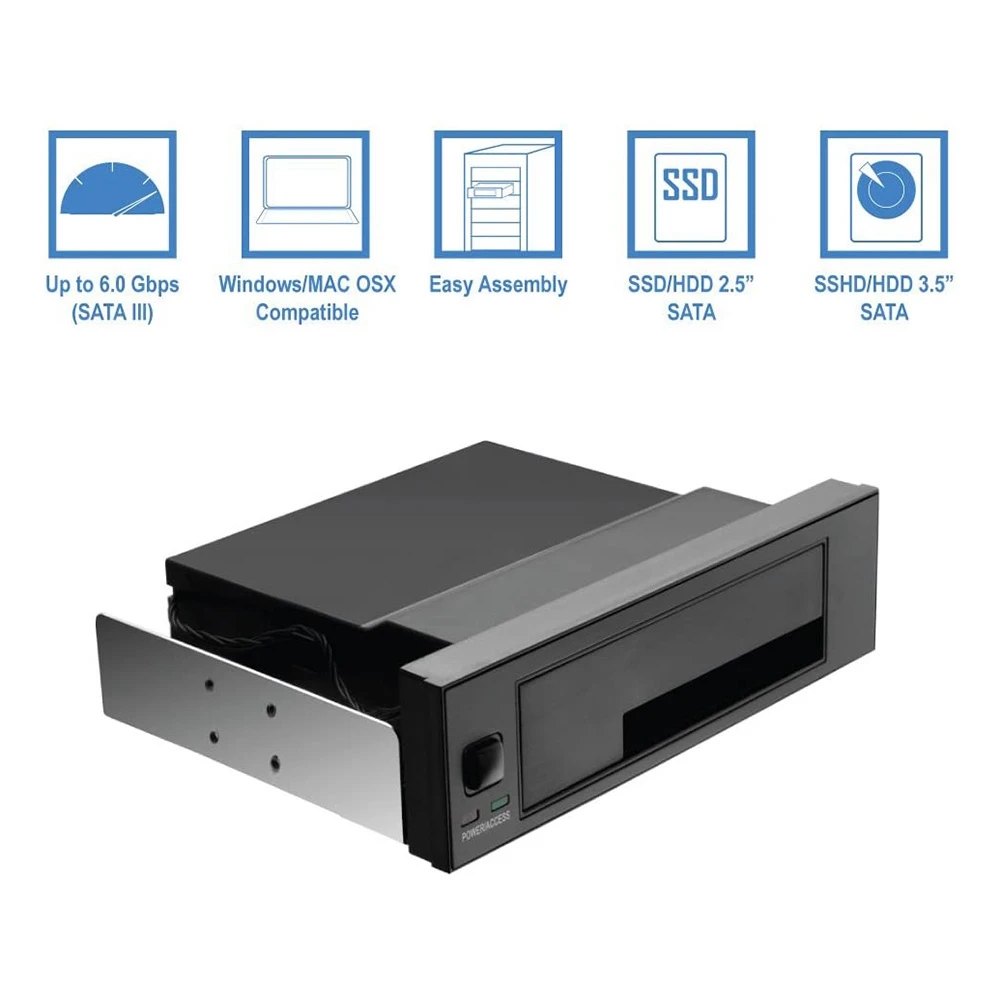 Estante móvil Universal de intercambio en caliente para SSD/HDD de 2,5 pulgadas o 3,5 pulgadas, carcasa trasera de disco duro sin bandeja interna