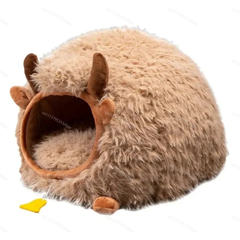 Pet Soft Winter Warm Caves Cat Cave Beds For Indoor Cat Nest Semi-Enclosed Dog Tent Bed With Cover Kitten Small Animals Nests