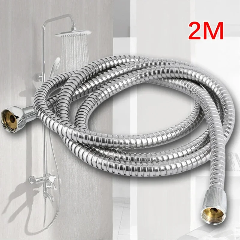 2m Stainless Steel Shower Hose Flexible Tube Kit For Handheld Showerhead Extension Plumbing Pipe Showerhead Tube Bathroom Access