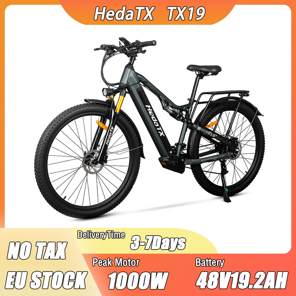 Vélo électrique Head TX TX19 avec moteur 1000W, batterie lithium amovible cachée 48V19.2AH, pneus de 29 pouces, capteur de couple, 27 vitesses.