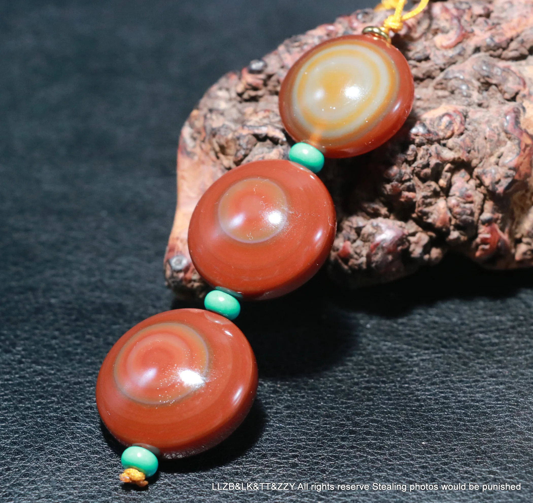 Set of 3 PCS Energy Tibetan Old Agate Goat Eye Heaven Eyed dZi Bead Pendant $$$ FR TT  UPD220724A145