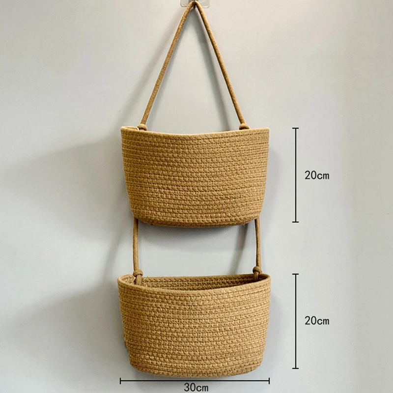 Household Wall-Mounted Storage Basket, Three-Layer Hanging Woven Basket, -3-AD23