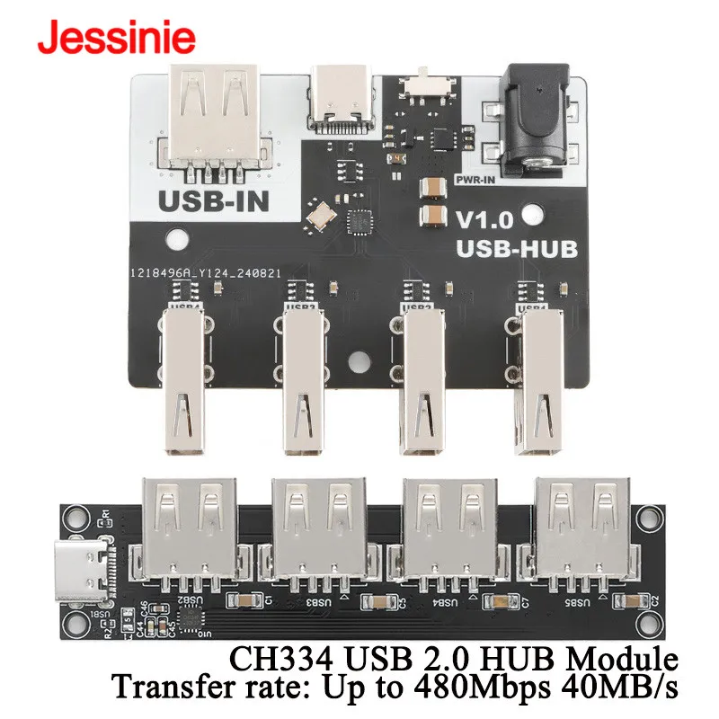 CH334 USB 2.0 HUB Module 4 Port Interface USB2.0 Hub 40MB/S 480Mbps 5V XL-USBHUB USB-A TYPE-C MTT PC 1-to-4 Expansion Switch