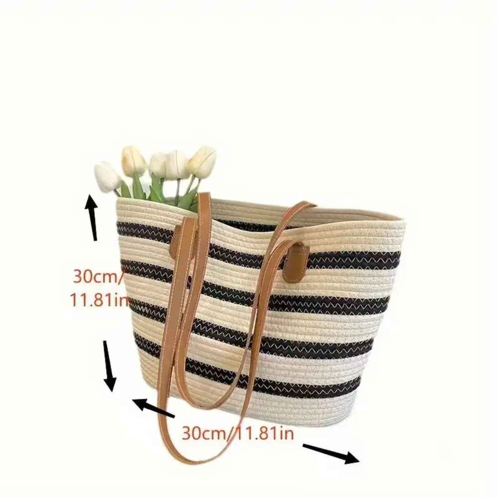 Fashion New Beach Resort Bucket Tote Bag Straw Weaving Large Capacity Handbag Damska torba na ramię