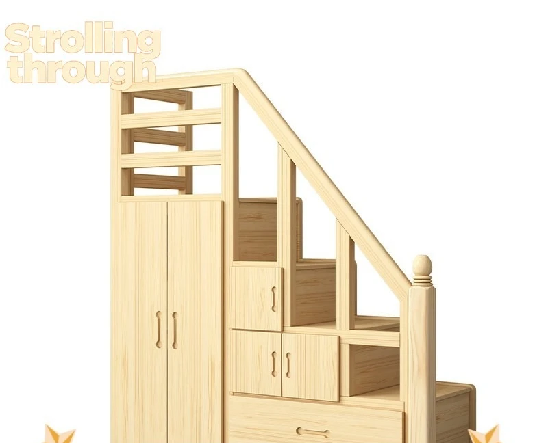 Armario escalón de madera maciza, armario escalón para cama infantil, armario escalón para cama alta y baja, escalera multifuncional.