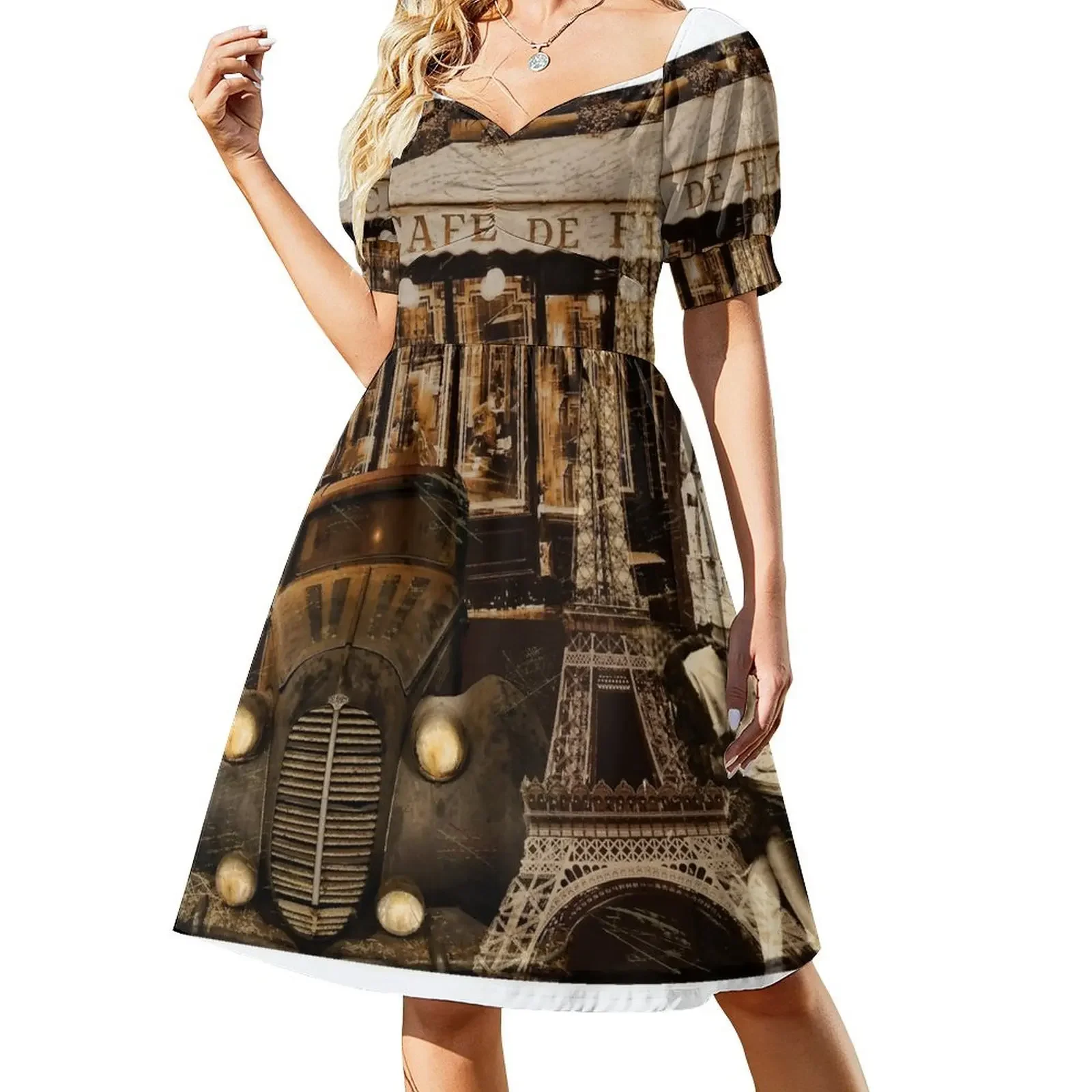 

Streets of Paris I Short-Sleeved Dress loose summer dress wedding guest dress 2025