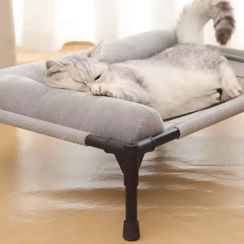 Breathable Mesh Elevated Dog Bed with Pillow Pet Furniture Removable Outdoor Cat Patio Sunbathing Area Raised Design