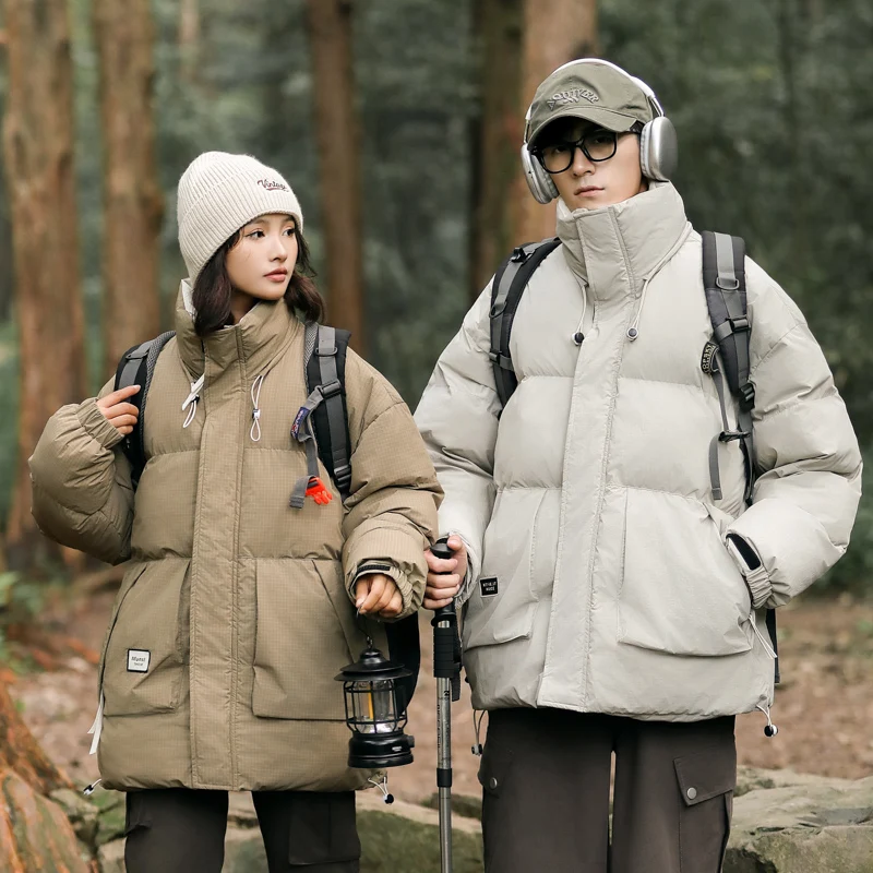 

Мужская пуховая куртка на хлопковой подкладке для альпинизма и отдыха на открытом воздухе, простое и светлое зимнее теплое пальто в зрелом стиле