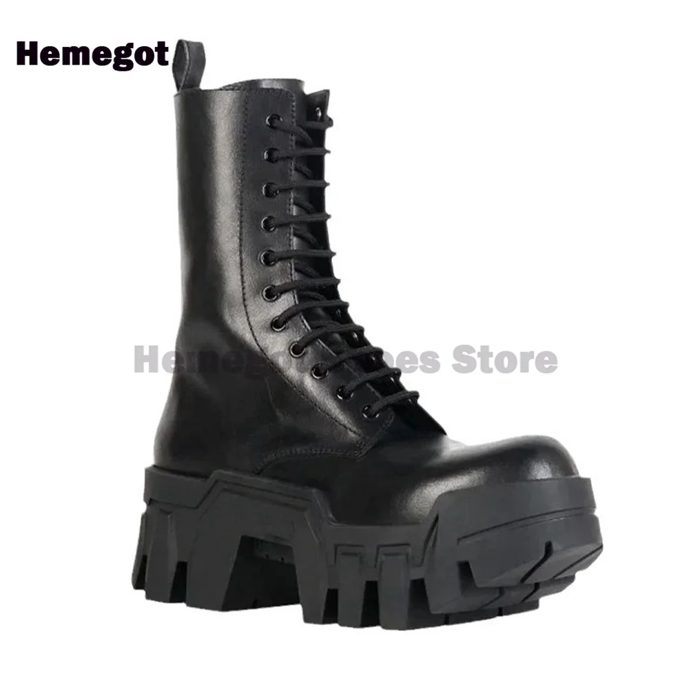 Platform Lace-up Gear Tank Boots British style boots Punk Goth Casual Shoes Male Botas Thick-soled Shoes Casual Party Shoes