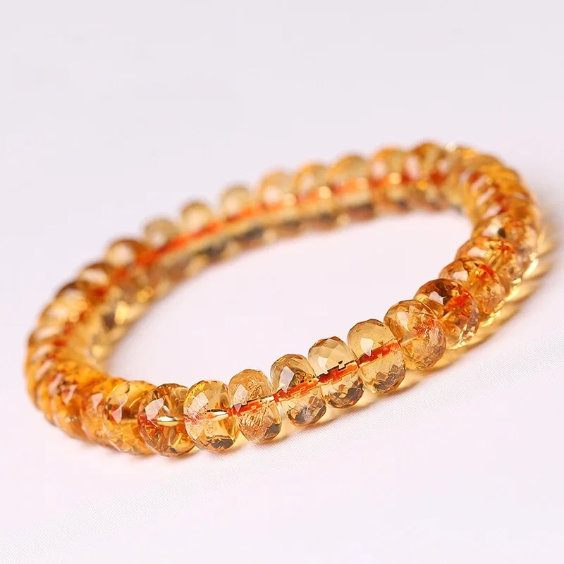 

Stone Brazil Faceted Citrine Women's Car Roulette Wheel Beads Accompanying Bracelet Crystal