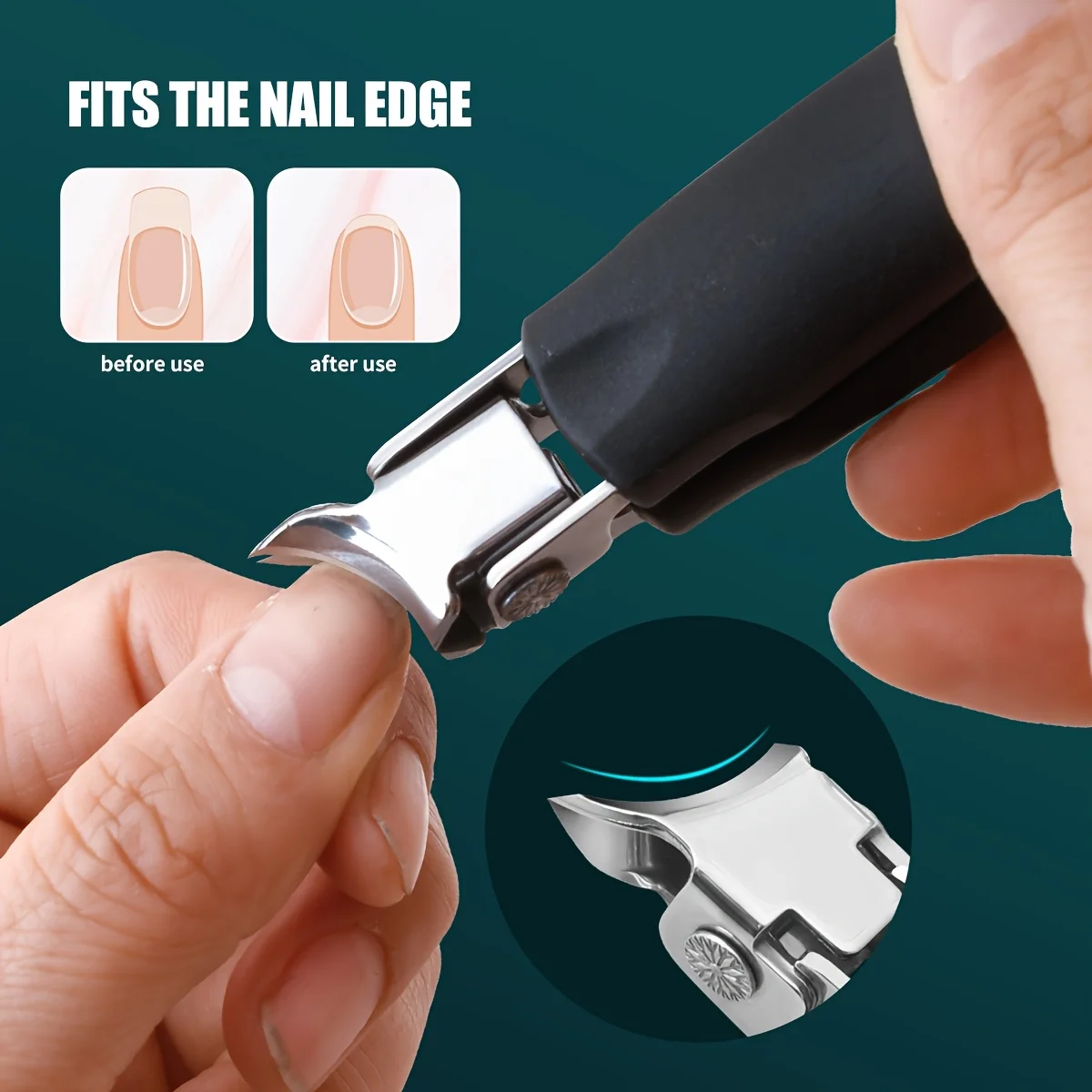 Large-Opening Stainless Steel Nail Clippers with Anti-Splatter Design - Curved Blade for Easy Cutting, Ideal for Toenails and F